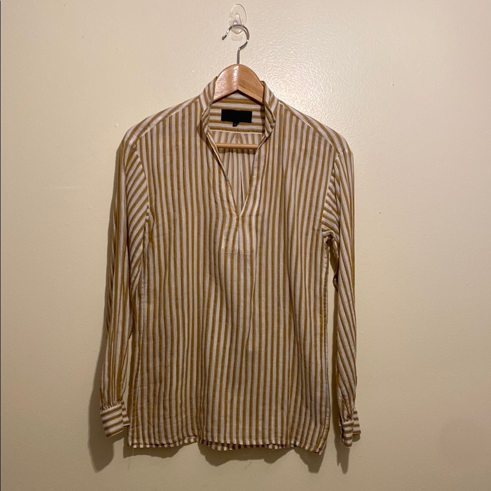 NILI LOTAN Striped Tan and White Shirt. Size Xs